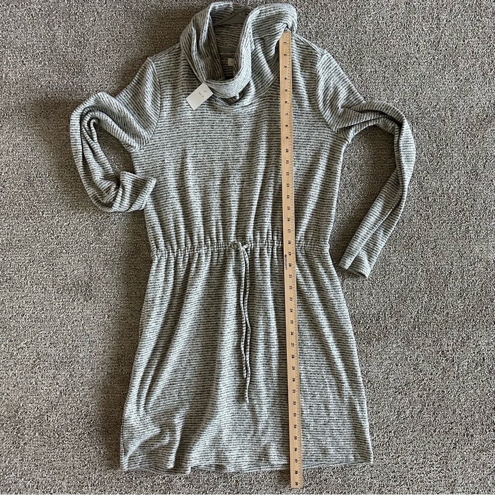 LOFT Lou & Grey Cowl Neck Drawstring Waist Long Sleeve Dress SZ M in Grey - Picture 7 of 9